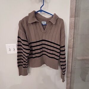 Pistola Brown and Black V-Neck Sweater